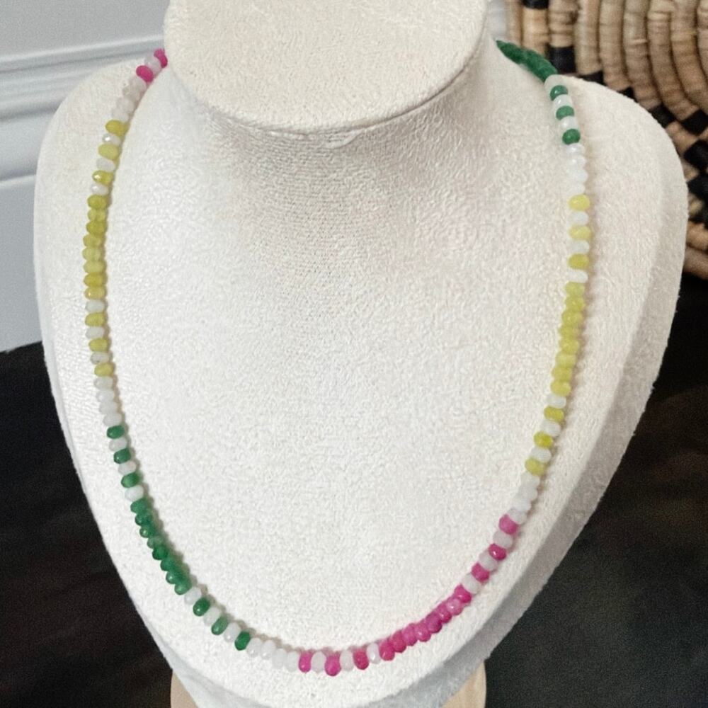 Second Bloom Studio Rainbow Agate Necklace 17" + Extender Black Colorful Pink